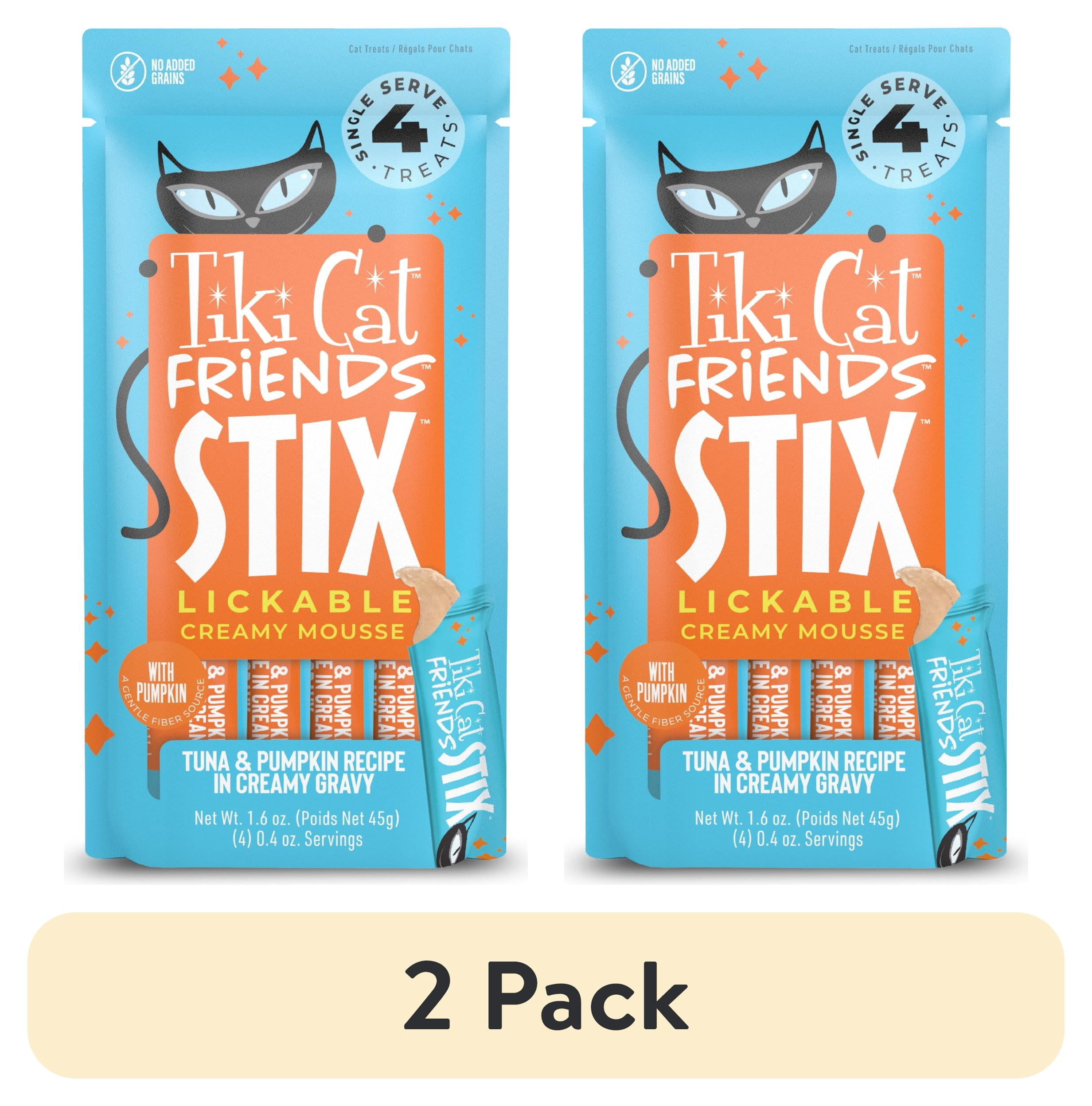 (2 pack) Tiki Cat Friends Stix Tuna & Pumpkin Flavor, 1.6 oz. Pouch (4 Stix)