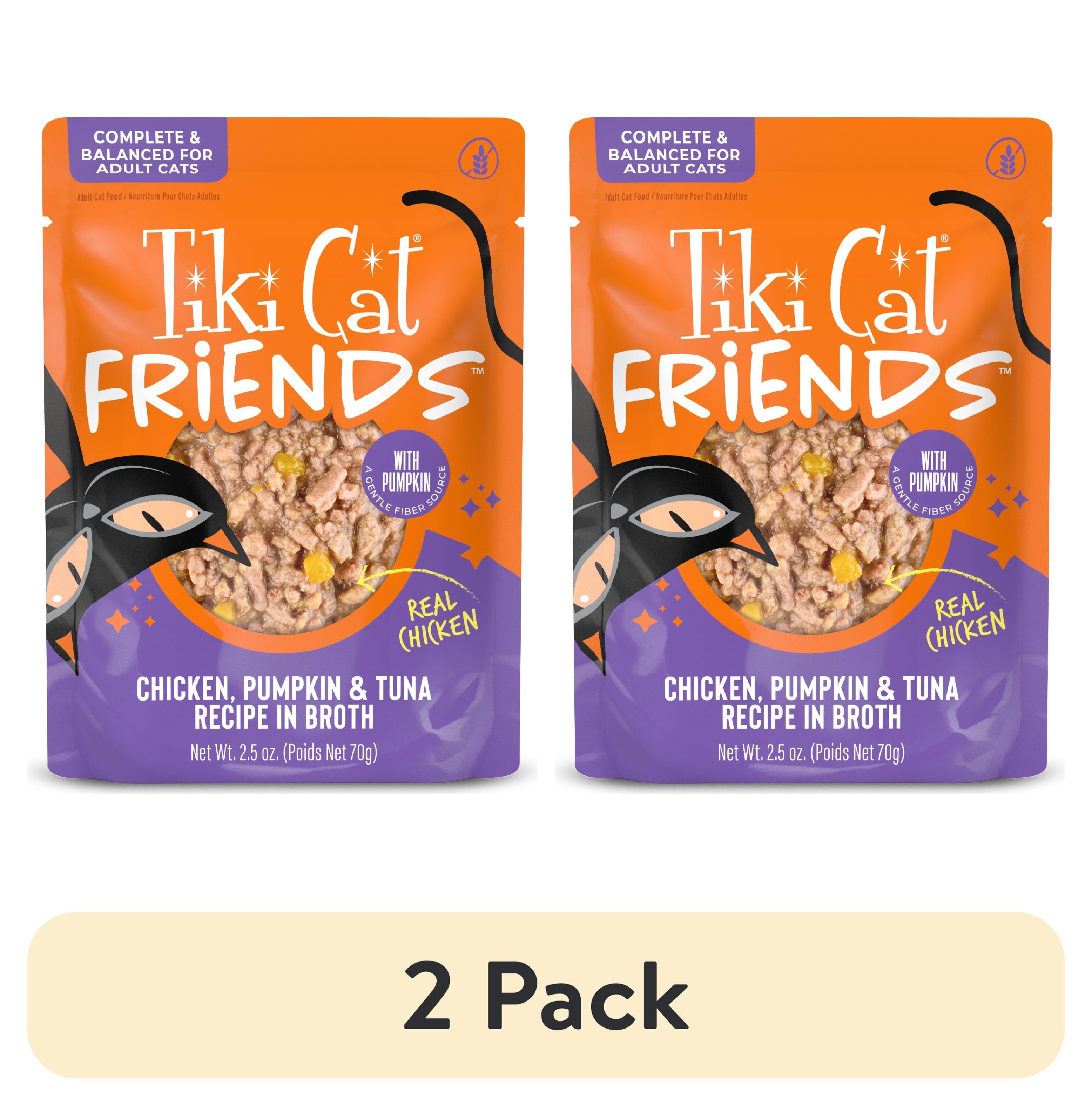 (2 pack) Tiki Cat Friends Wet Cat Food, Chicken, Pumpkin & Tuna, 2.5 oz. Pouch