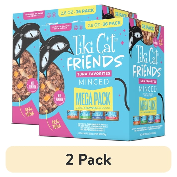 (2 pack) Tiki Cat Friends Wet Cat Food Mega Pack, Tuna Favorites, 2.8 oz. cans (36 Count)