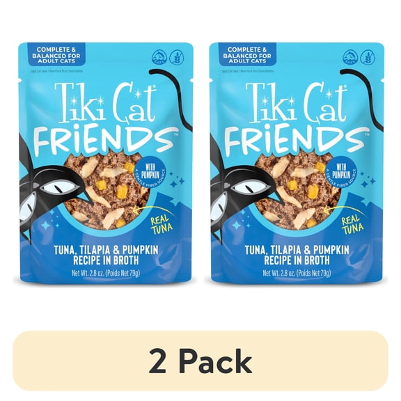 (2 pack) Tiki Cat Friends Tuna, Tilapia & Pumpkin, 2.8 oz. Pouch