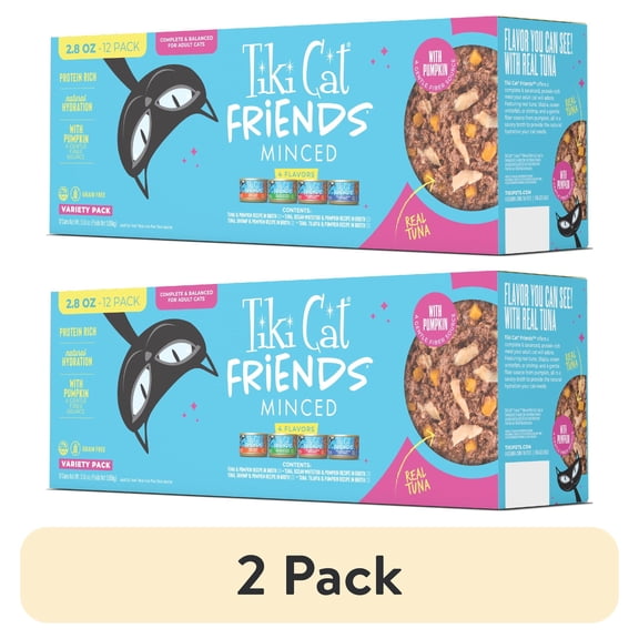 (2 pack) Tiki Cat Friends Tuna Variety Pack, 2.8 oz. Can (12 Count)