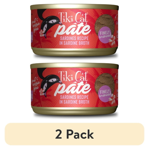 (2 pack) Tiki Cat Grill Pate Wet Cat Food, Sardines, 2.8 oz. Can