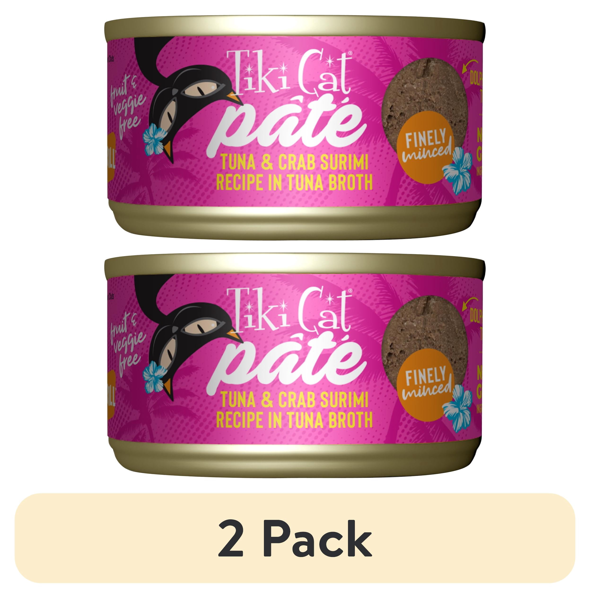 (2 pack) Tiki Cat Grill Pate Wet Cat Food, Tuna & Crab Surimi, 2.8 oz. Can