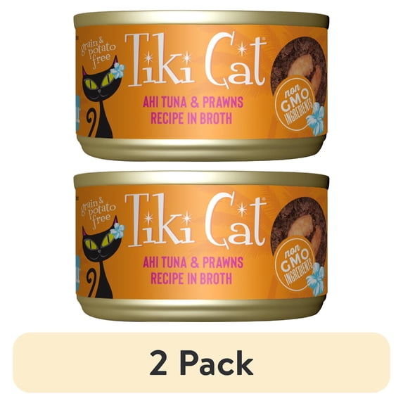 (2 pack) Tiki Cat Grill Wet Cat Food, Ahi Tuna, & Prawns, 2.8 oz. Can