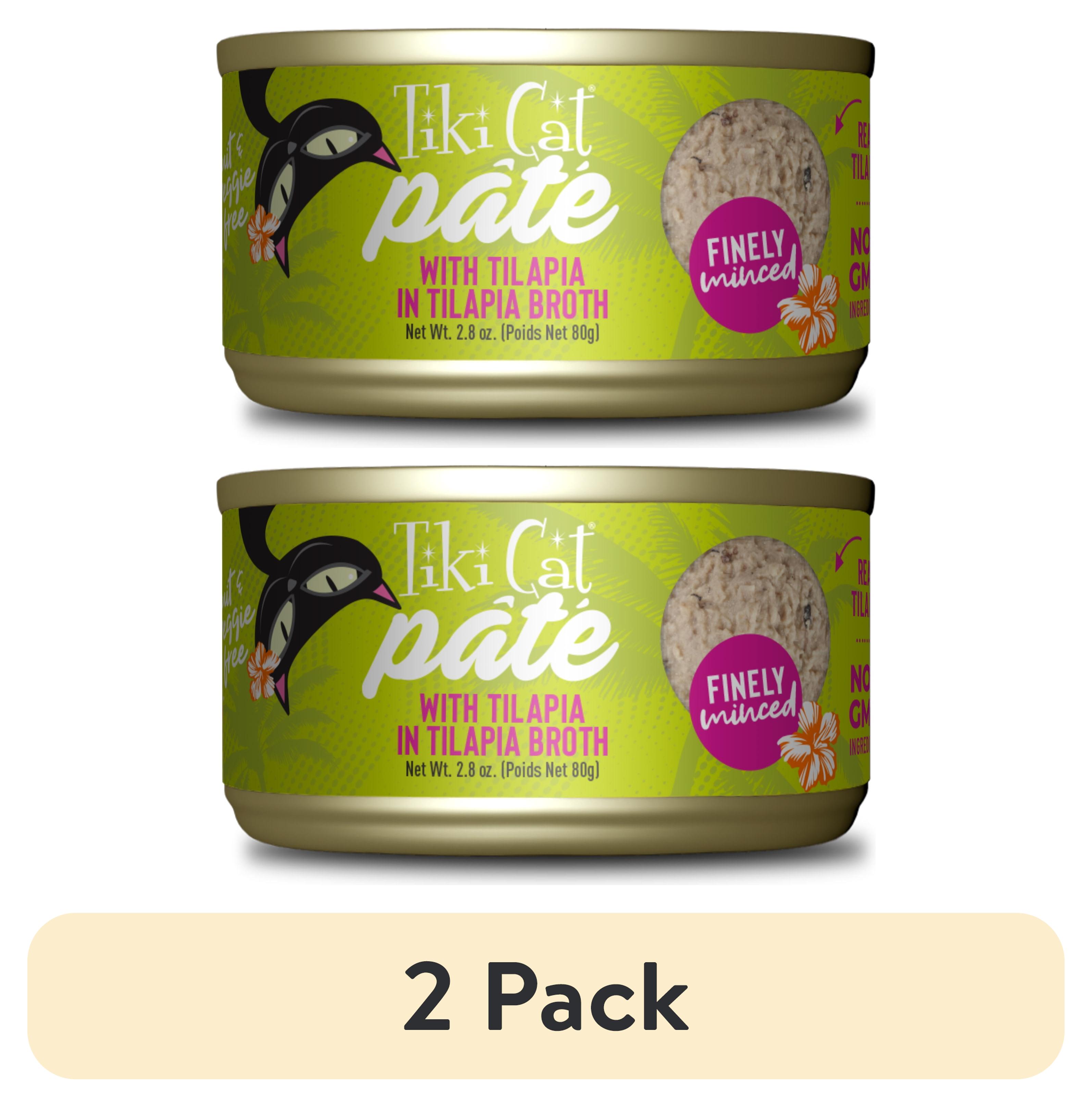 (2 pack) Tiki Cat Luau Pate Wet Cat Food, Tilapia, 2.8 oz. Can