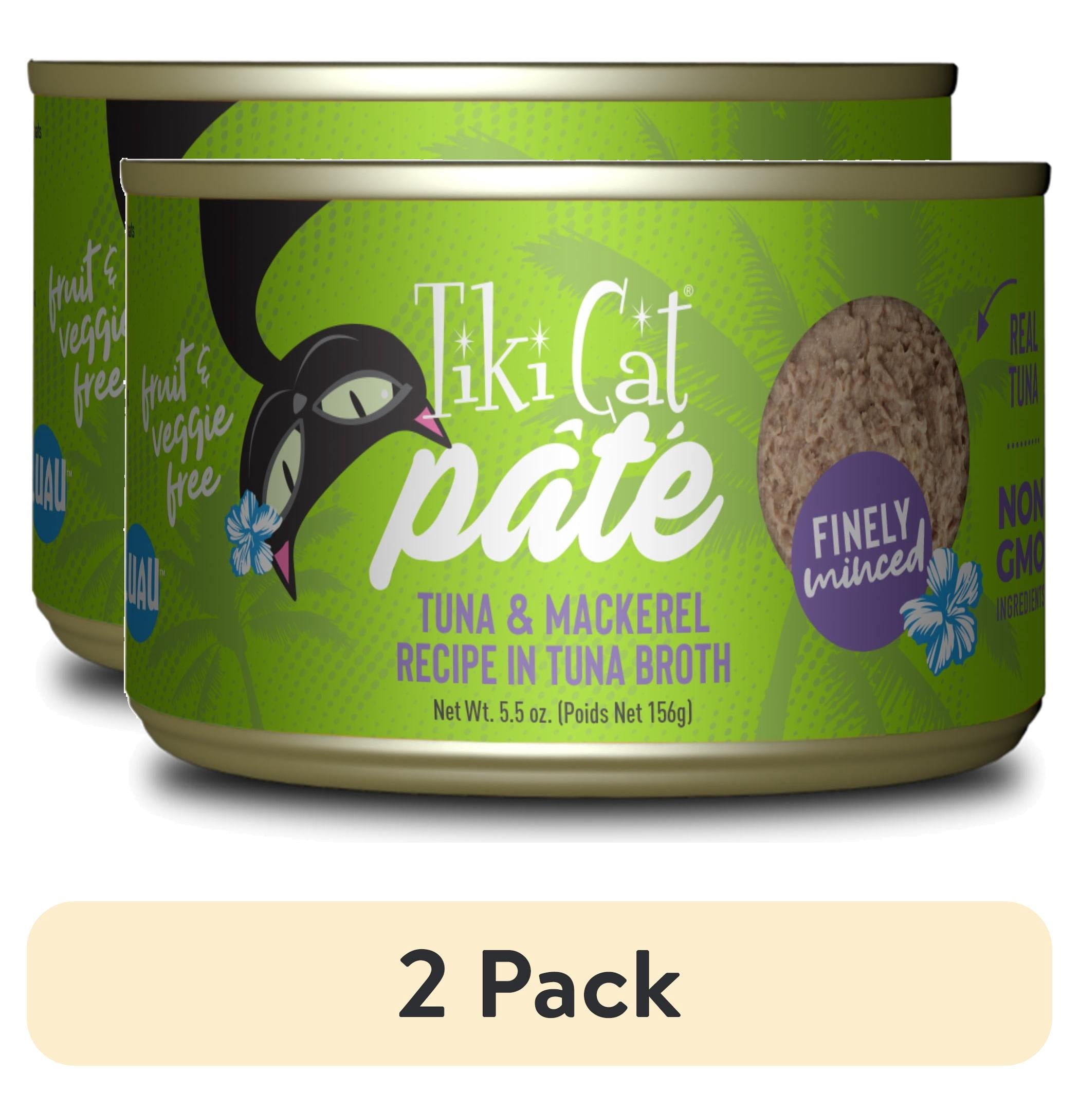 (2 pack) Tiki Cat Luau Pate Wet Cat Food, Tuna & Mackerel, 5.5 oz. Can