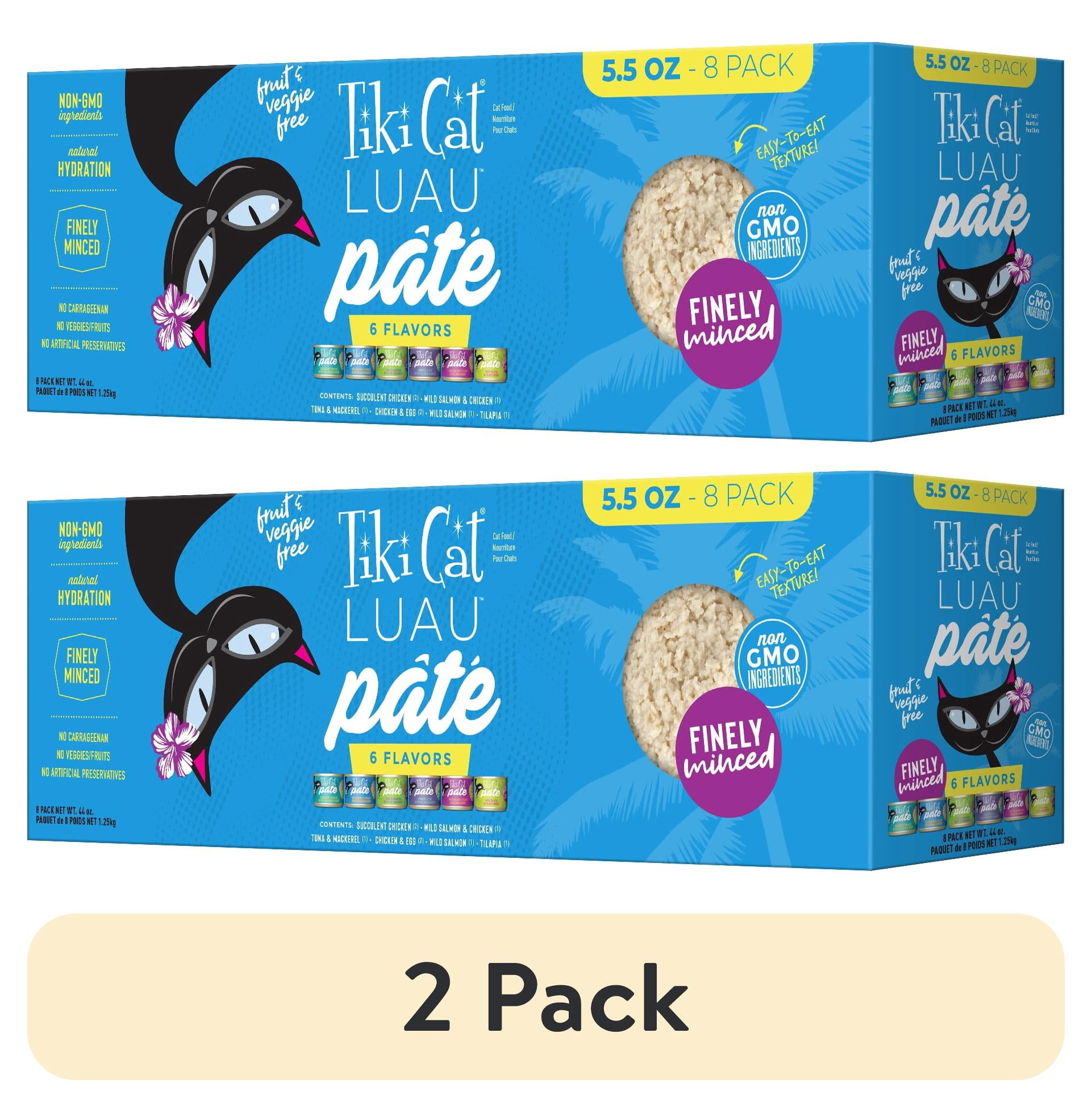 (2 pack) Tiki Cat Luau Pate Wet Cat Food, Variety Pack, 5.5 oz. Can (8 Count)