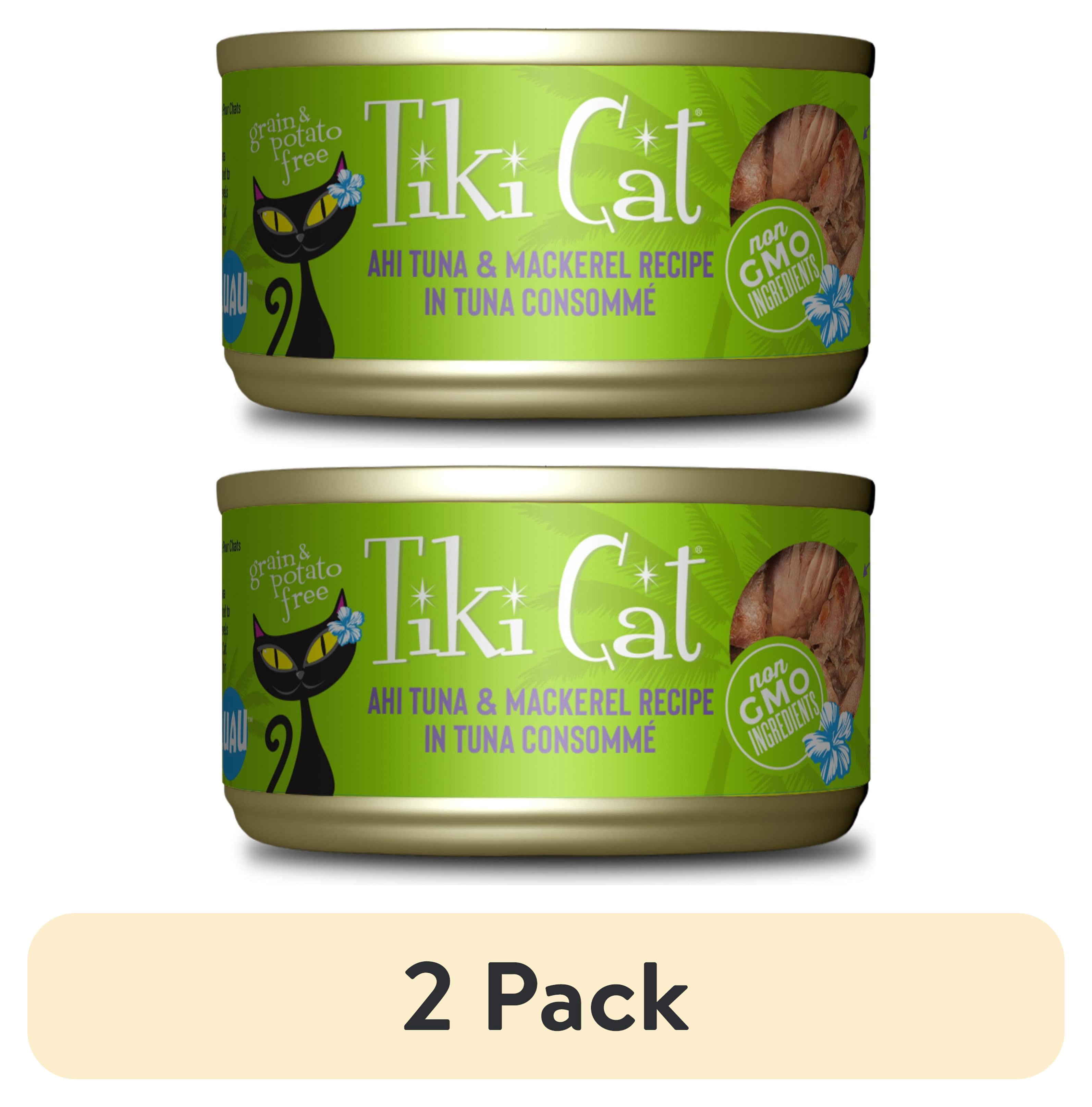 (2 pack) Tiki Cat Luau Wet Cat Food, Ahi Tuna, & Mackerel, 2.8 oz. Can