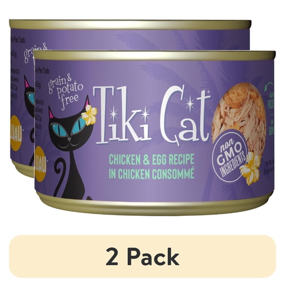 (2 pack) Tiki Cat Luau Wet Cat Food, Chicken & Egg, 6 oz. Can