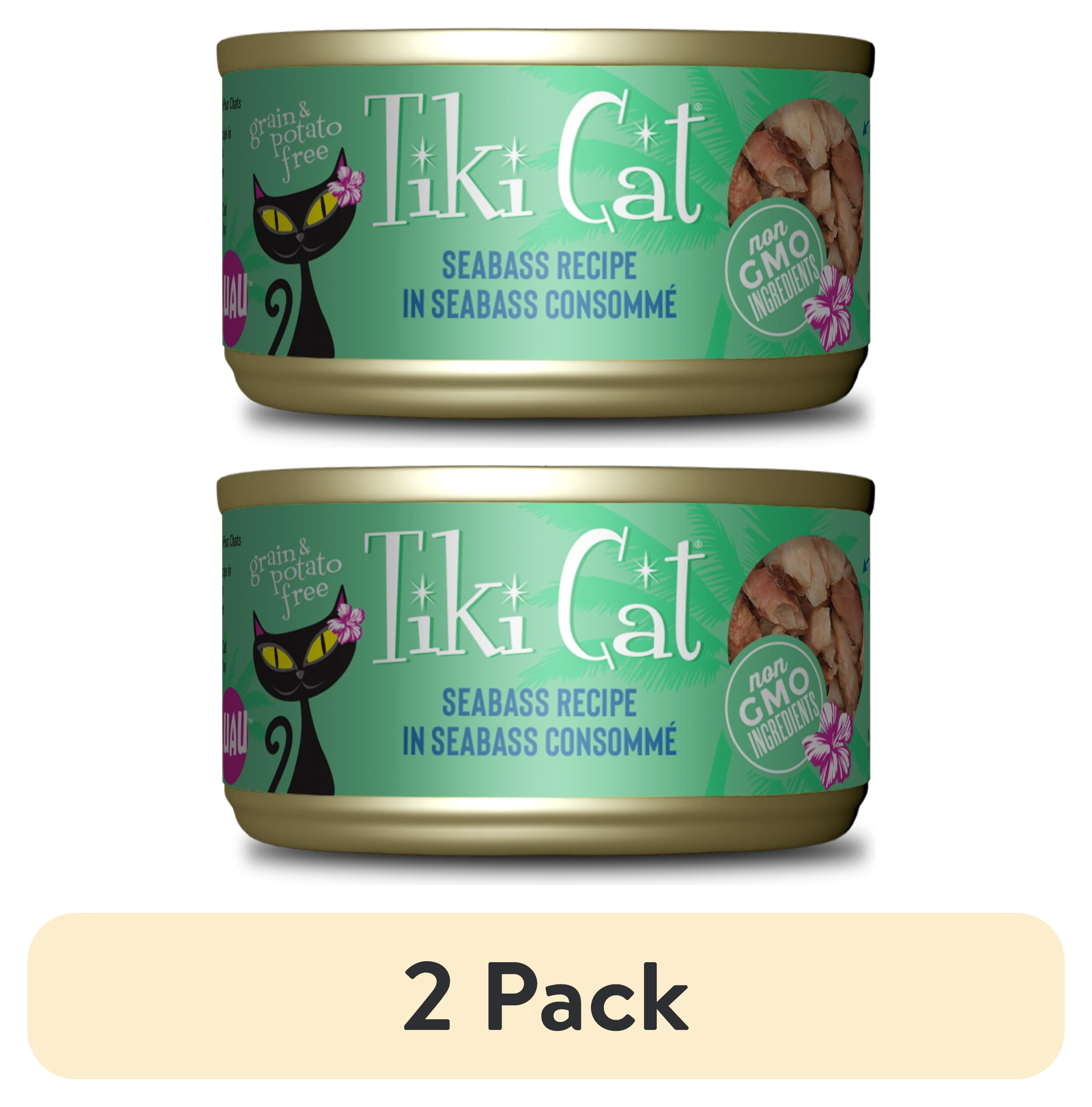 (2 pack) Tiki Cat Luau Wet Cat Food, Seabass, 2.8 oz. Can