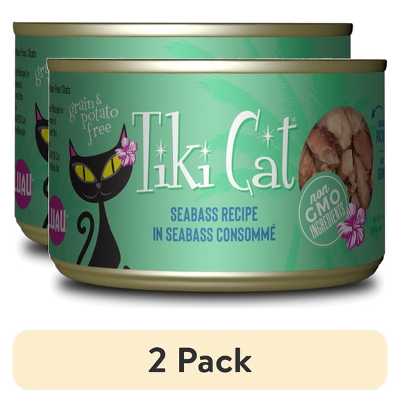 (2 pack) Tiki Cat Luau Wet Cat Food, Seabass, 6 oz. Can