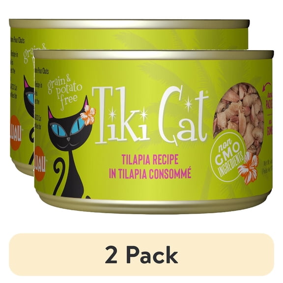 (2 pack) Tiki Cat Luau Wet Cat Food, Tilapia, 6 oz. Can