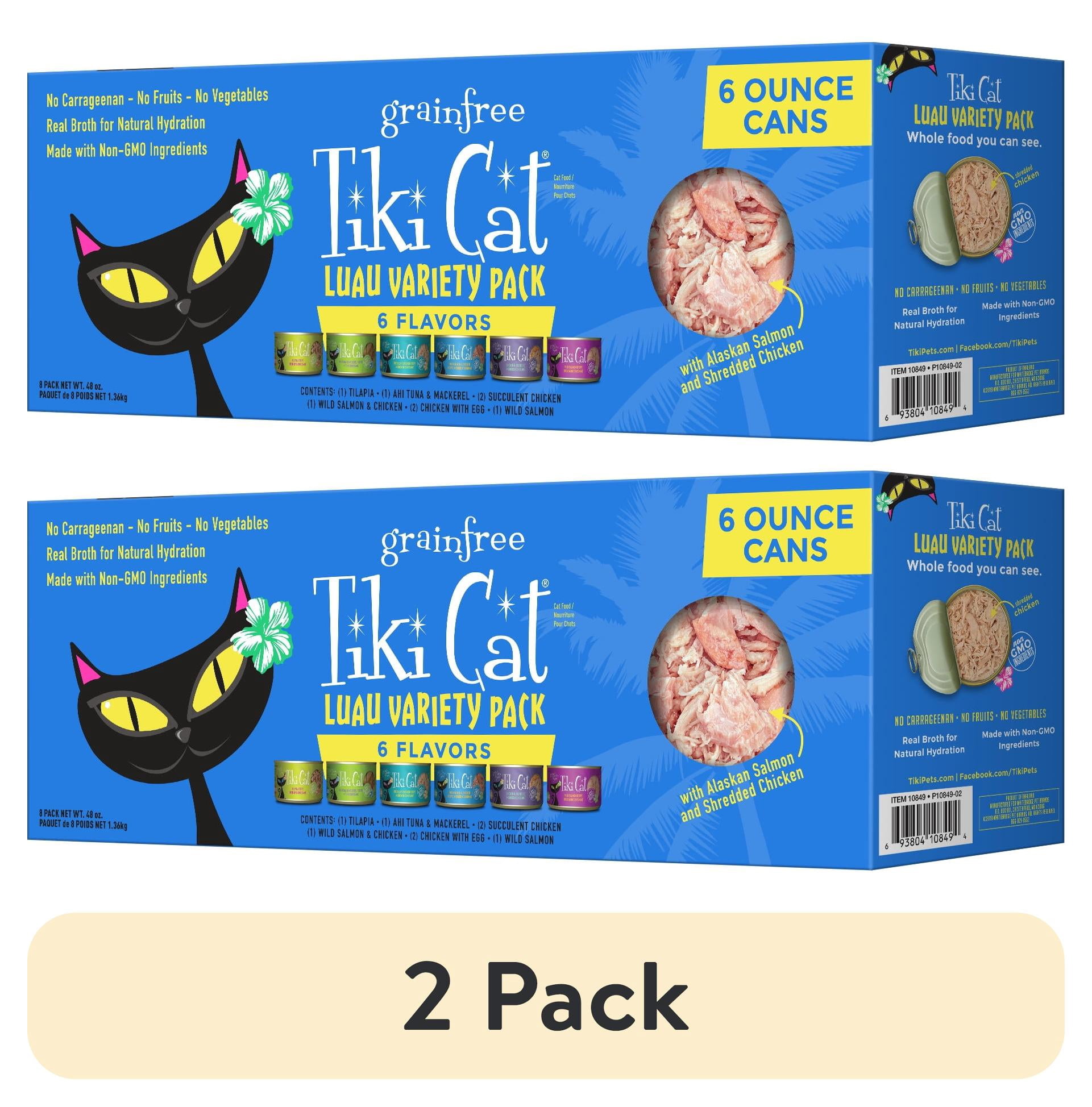 (2 pack) Tiki Cat Luau Wet Cat Food, Variety Pack, 6 oz. Can (8 Count)