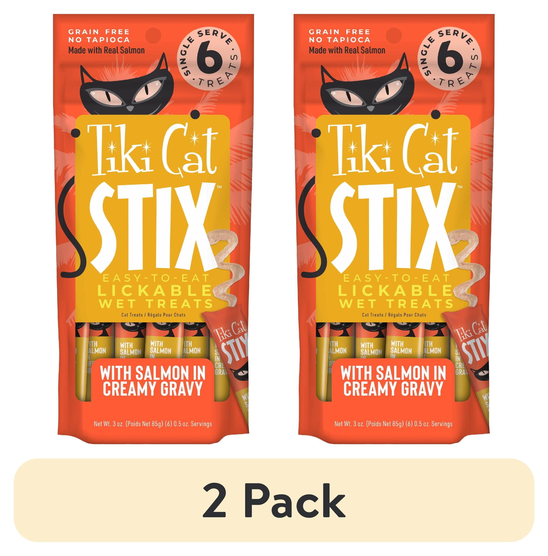 (2 pack) Tiki Cat Stix Wet Cat Treats, Salmon, 3 oz. Pouch
