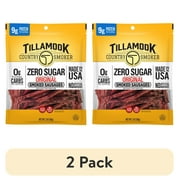 (2 pack) Tillamook Country Smoker 3oz Zero Sugar Original Flavor Smoked Sausages in a Bag