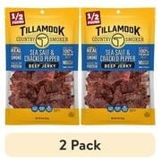 (2 pack) Tillamook Country Smoker, Sea Salt & Pepper Beef Jerky, 8 oz Bag