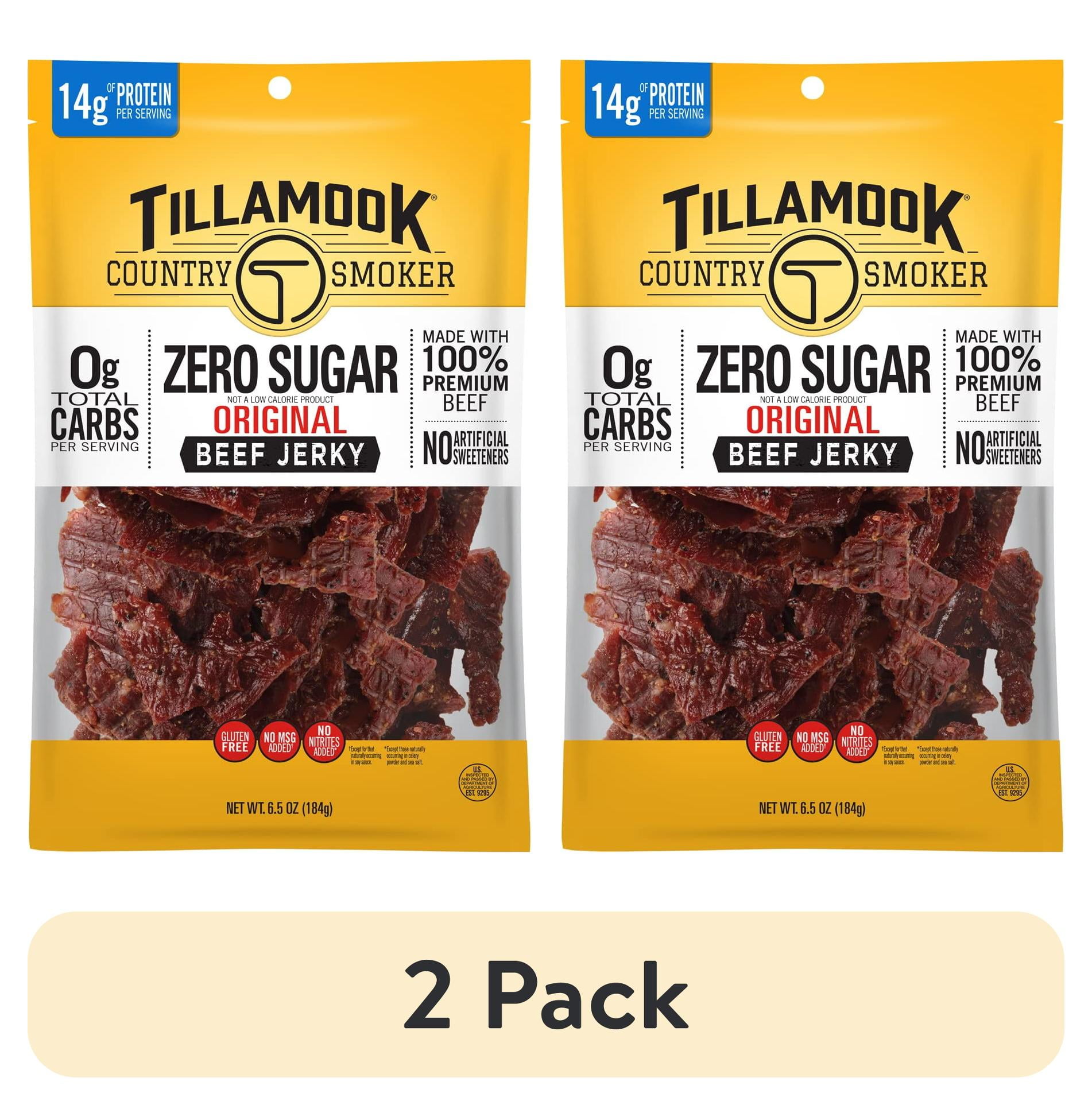 (2 pack) Tillamook Country Smoker Zero Sugar Jerky, Original, 6.5 oz