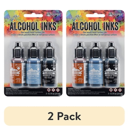 (2 pack) Tim Holtz Alcohol Ink .5oz 3/Pkg-Miners Lantern-Rust/Stonewash/Pitch Blk