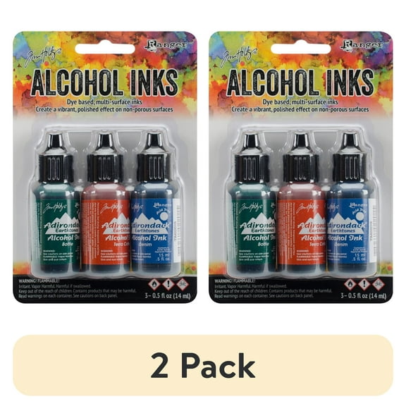 (2 pack) Tim Holtz Alcohol Ink .5oz 3/Pkg-Rustic Lodge-Bottle/Terra-Cotta/Denim
