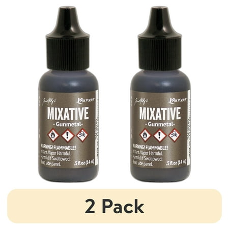 (2 pack) Tim Holtz Alcohol Ink Metallic Mixatives-Gunmetal