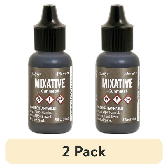 (2 pack) Tim Holtz Alcohol Ink Metallic Mixatives-Gunmetal