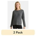 thumbnail image 1 of (2 pack) Time and Tru Women's Boxy Thermal Tee with Long Sleeves, Sizes XS-XXXL, 1 of 6