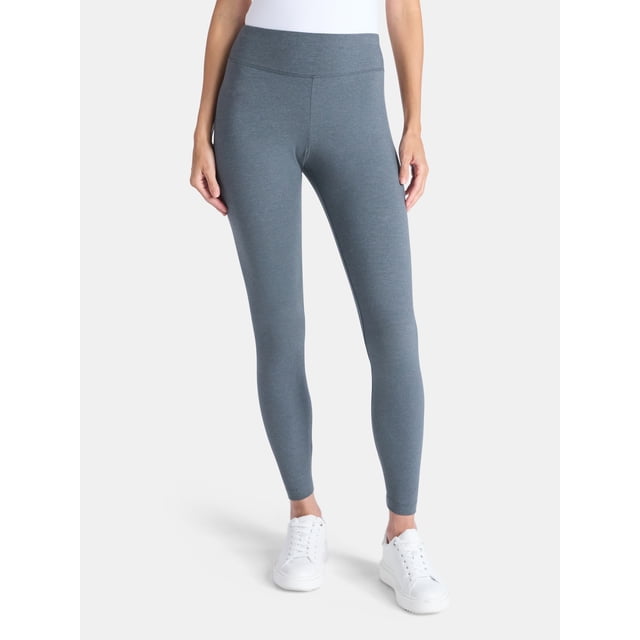 (2 pack) Time and Tru Women's Ankle Length Knit Leggings, 27" Inseam, XS-XXXL
