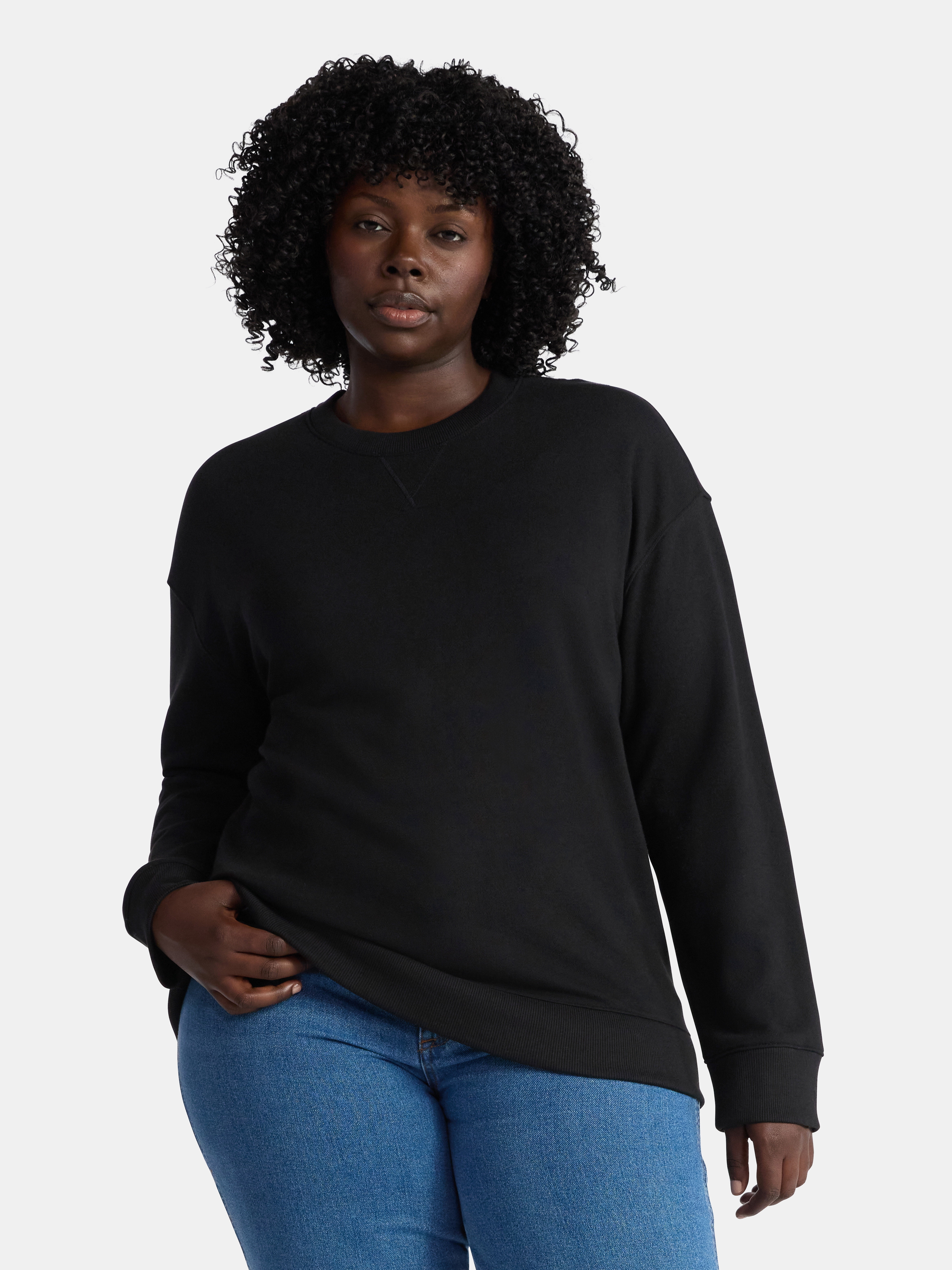 Time and Tru Women's Crewneck Sweatshirt with Long Sleeves, Sizes XS-4X