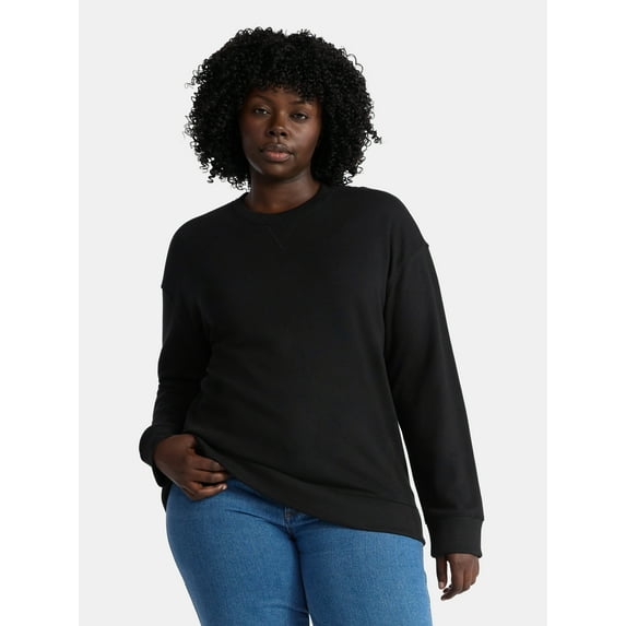 (2 pack) Time and Tru Women's and Women's Plus Crewneck Sweatshirt with Long Sleeves, Sizes XS-4X