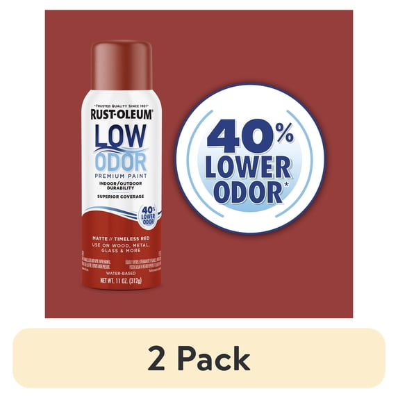 (2 pack) Timeless Red, Rust-Oleum Low Odor Premium Matte Spray Paint-388281, 11 oz