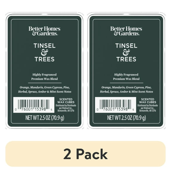 (2 pack) Tinsel & Trees Scented Wax Melts, Better Homes & Gardens, 2.5 oz (1-Pack)