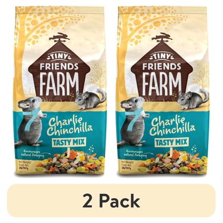 (2 pack) Tiny Friends Farm Charlie Chinchilla, Food 2lb