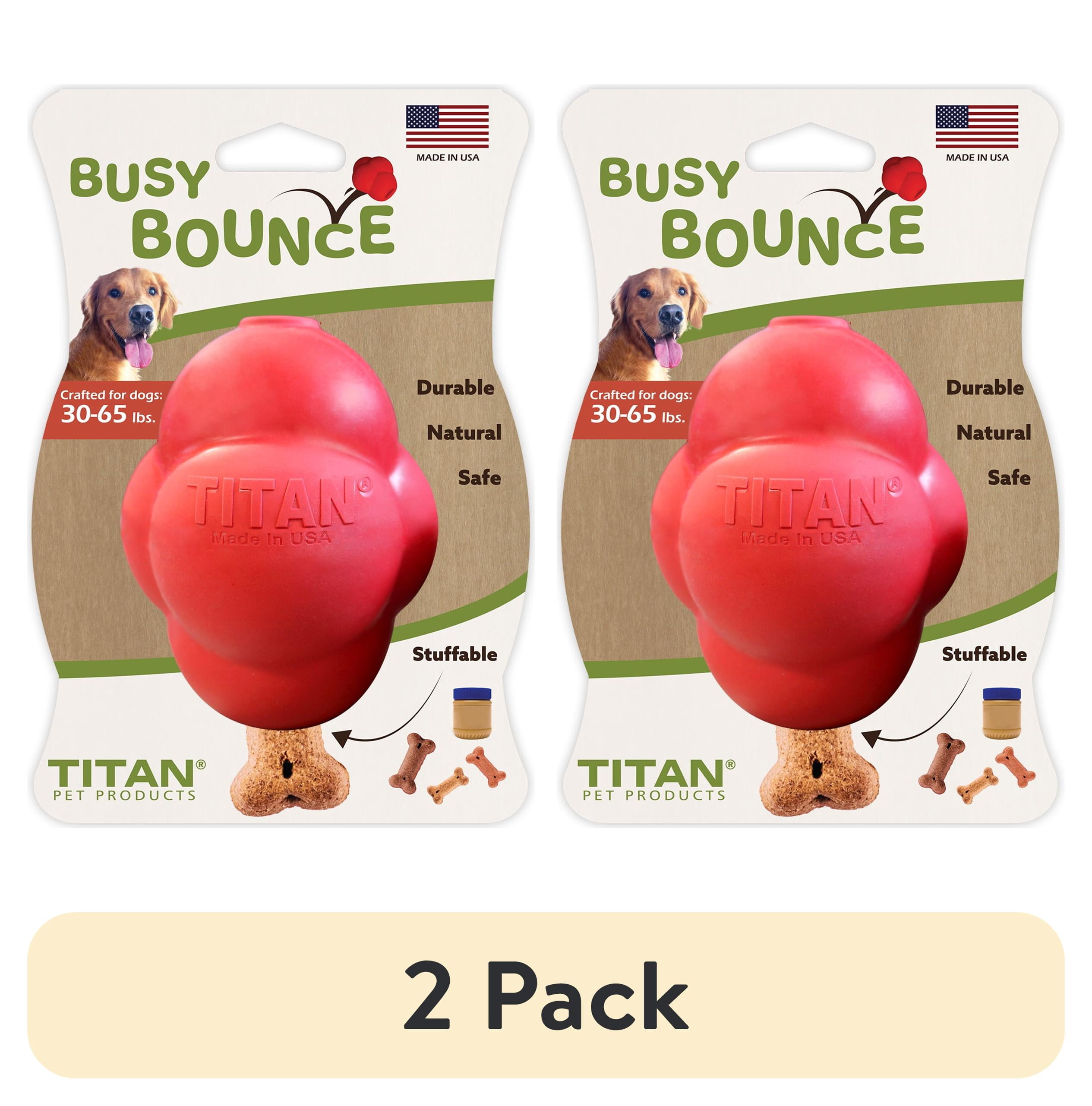 (2 pack) Titan Busy Bounce Durable Rubber Dog Toy, Large, Red