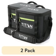 2 pack Titan by Arctic Zone 12 Can Waterproof Welded Soft Cooler, 8 Quart, Black/Green
