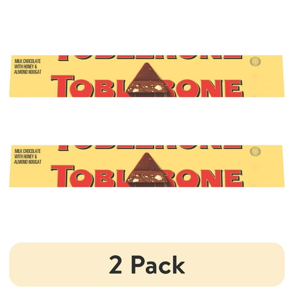 (2 pack) TOBLERONE Milk Chocolate Bar with Honey and Almond Nougat, 3.52 oz