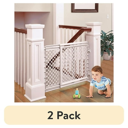 (2 pack) Toddleroo by North States 27"-41" Stairway Secure Baby Safety Gate, Soft White Plastic