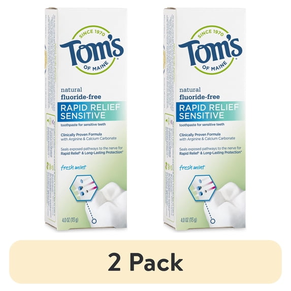 Tom Sensitive Toothpaste (2 pack) Tom’s of Maine Rapid Relief Sensitive Toothpaste, Fluoride ...