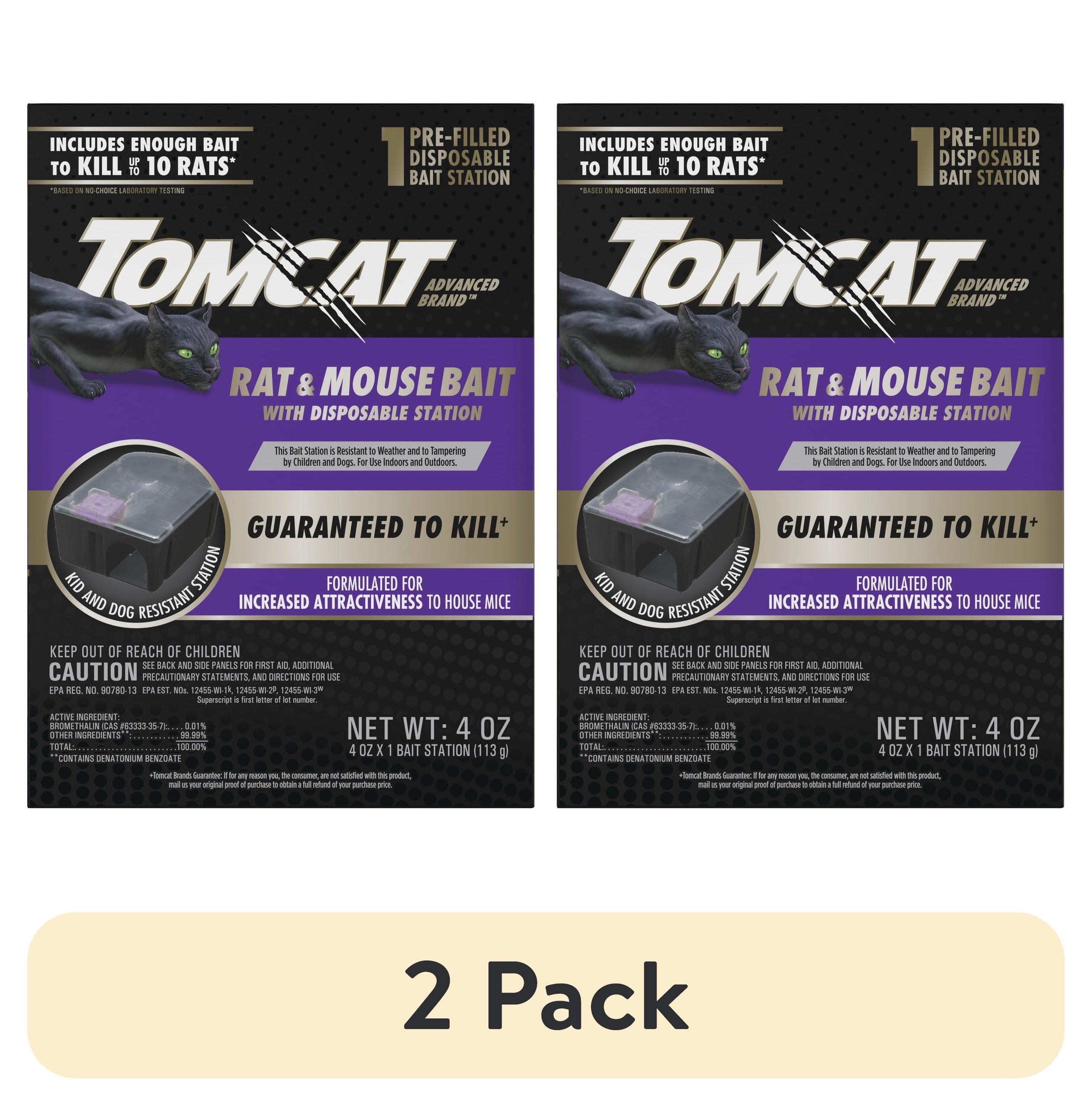 (2 pack) Tomcat Advanced Brand Rat & Mouse Bait with Disposable Station, 1 Pre-Filled Ready-To-Use Station