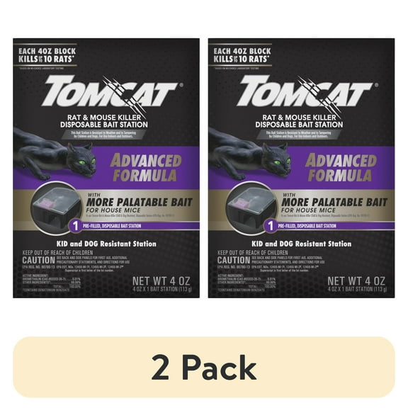 (2 pack) Tomcat Rat & Mouse Killer Disposable Bait Station Advanced Formula