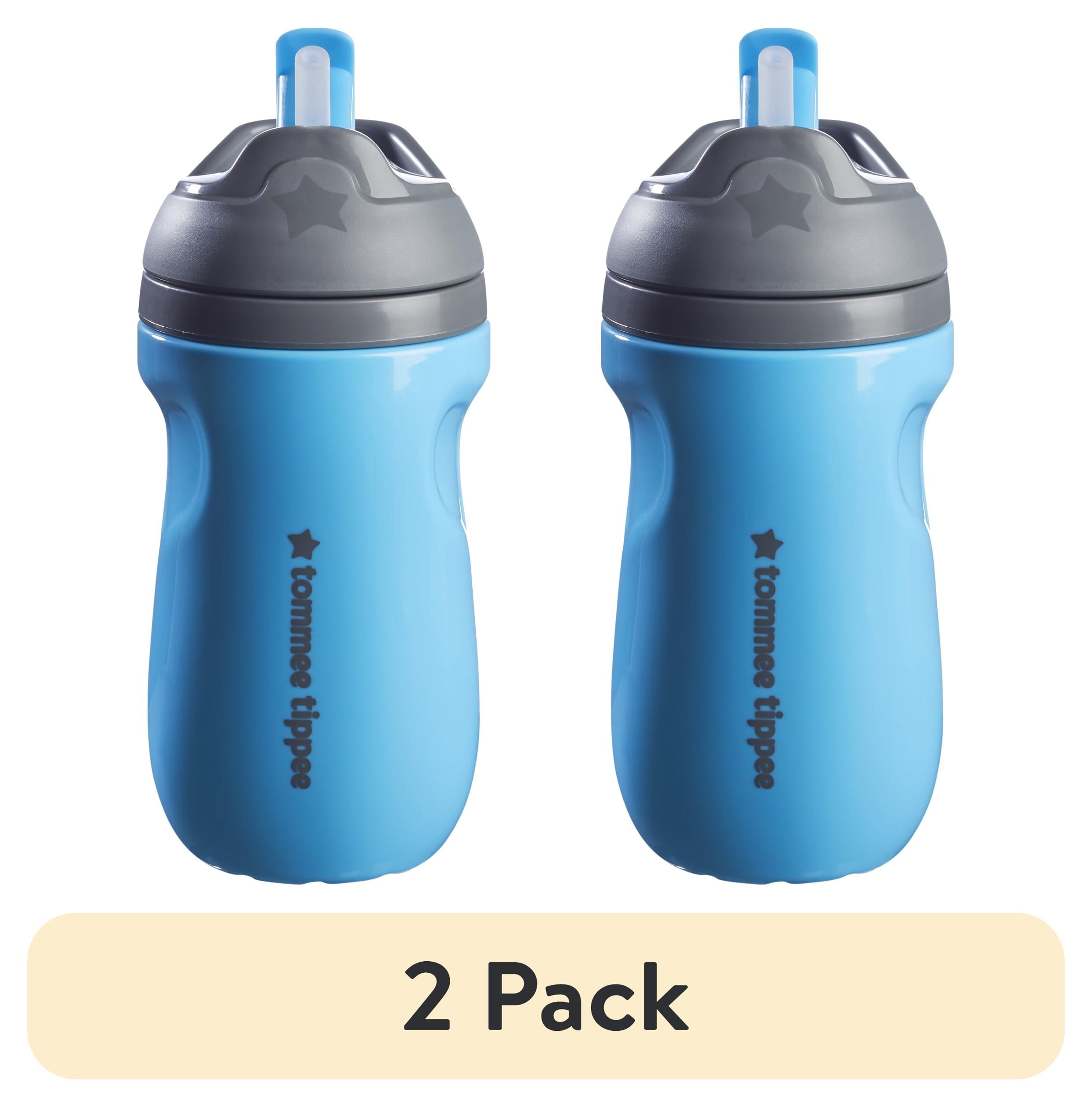 (2 pack) Tommee Tippee Insulated Sporty Straw Toddler Cup, 12m+, 9oz, Spill-Proof, Blue, 1-Pack