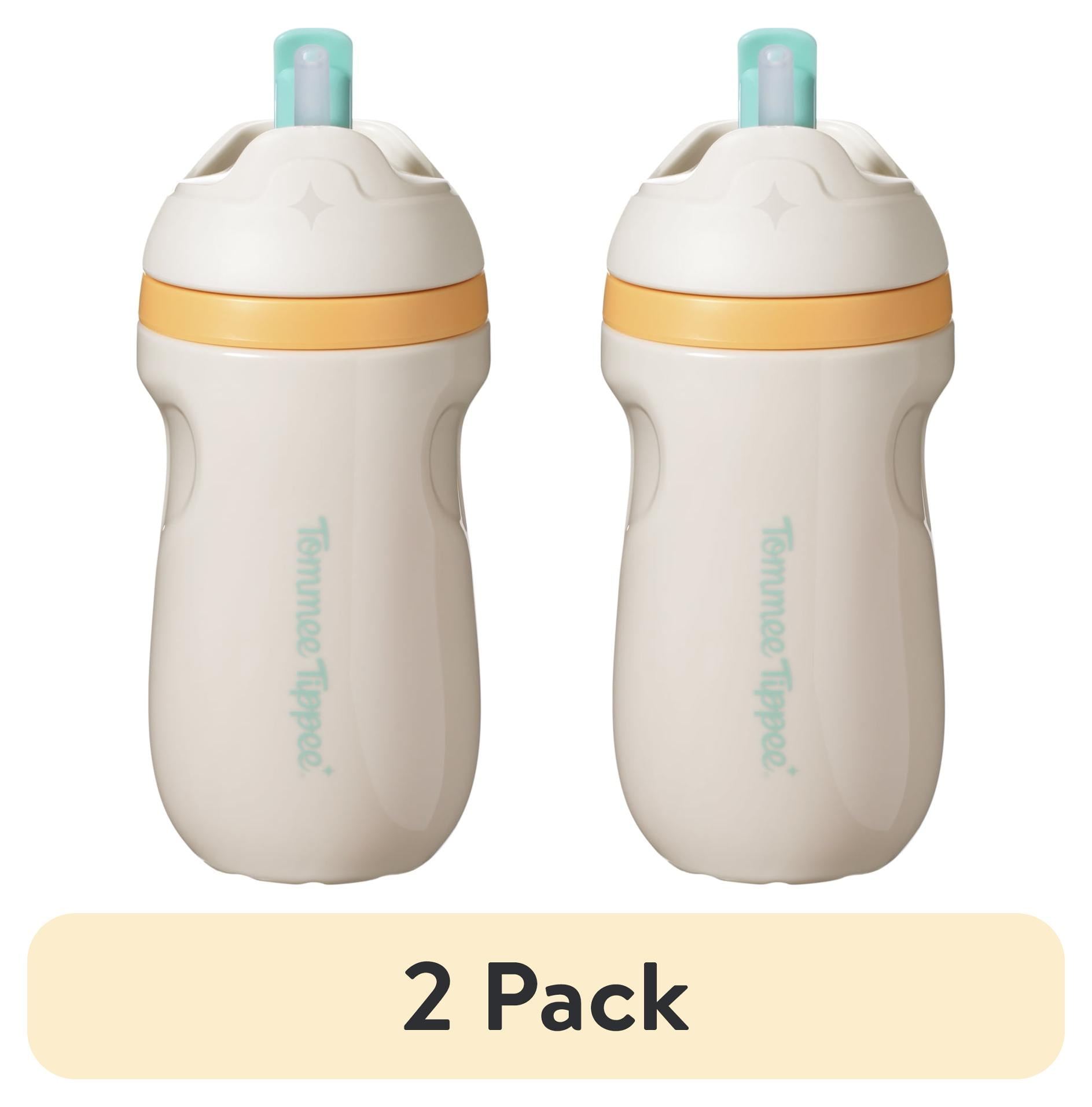 (2 pack) Tommee Tippee Insulated Toddler Sporty Straw Cup, 12m+, 9oz, Spill-Proof, Cream, 1 Pack