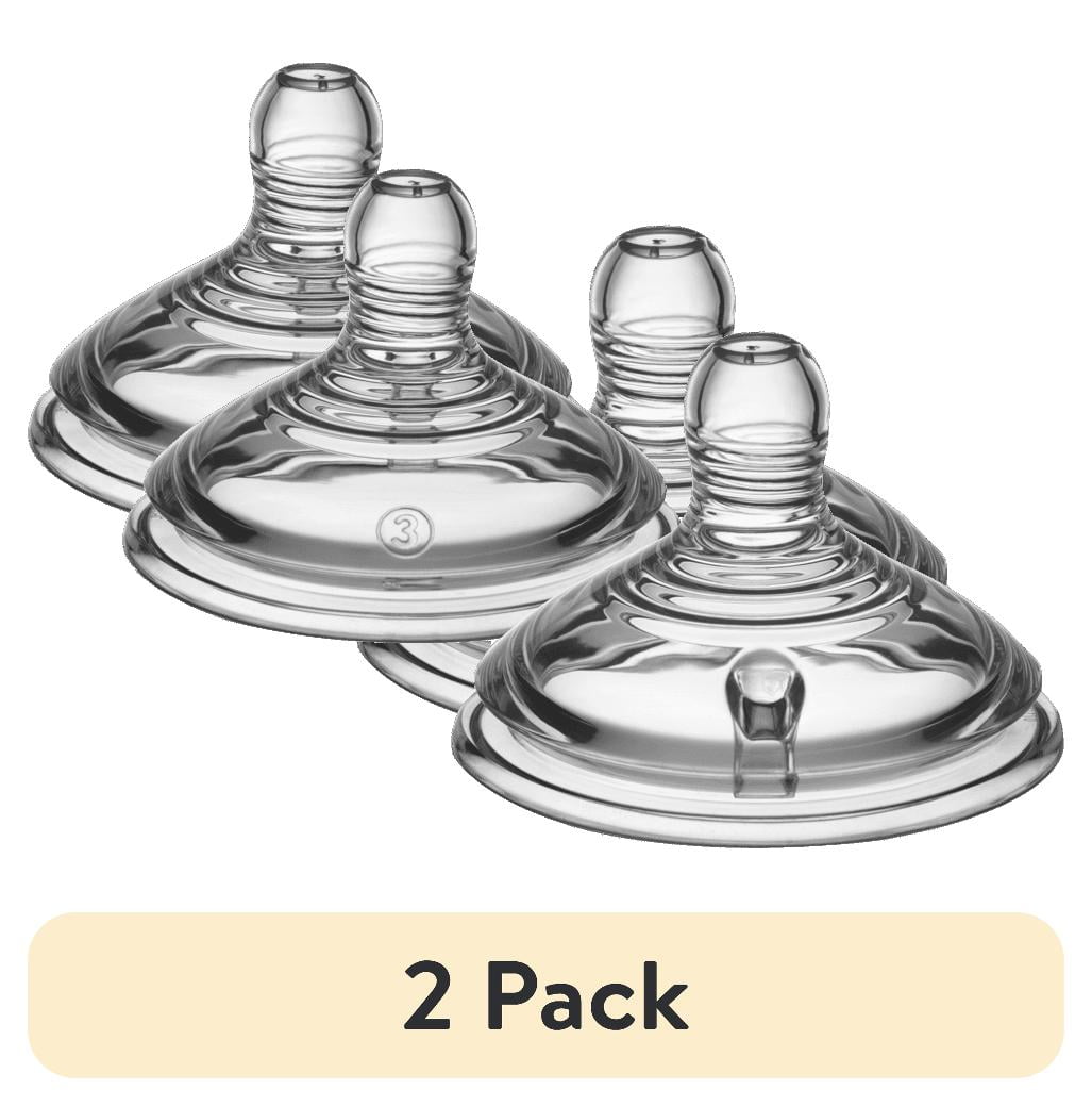 (2 pack) Tommee Tippee Natural Start Baby Bottle Nipples, Fast Flow, 6+ Months, Breast-like, Anti-Colic Valve, Soft Silicone, 2 Pack