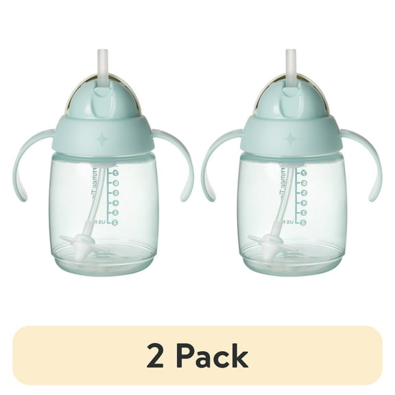 (2 pack) Tommee Tippee Starter Weighted Straw Baby & Toddler Cup, Spill-Proof, 6m+, 10oz, Green, 1-Pack
