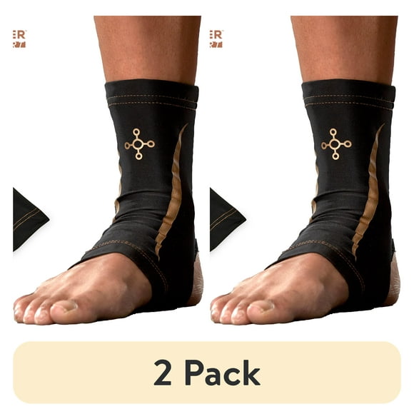 (2 pack) Tommie Copper Sport Compression Ankle Sleeve, Black, Adult Large/Extra-Large, Slip-On Brace