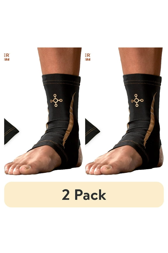 (2 pack) Tommie Copper Sport Compression Ankle Sleeve, Black, Adult Large/Extra-Large, Slip-On Brace