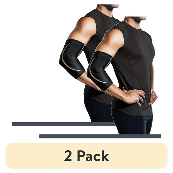 (2 pack) Tommie Copper Sport Spandex Compression Elbow Sleeve, Black, Adult, Large/XLarge, 1 pack