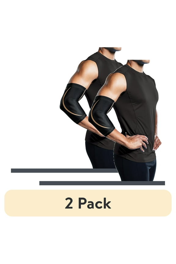 (2 pack) Tommie Copper Sport Spandex Compression Elbow Sleeve, Black, Adult, Large/XLarge, 1 pack