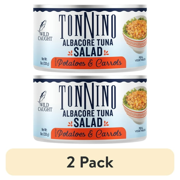 (2 pack) Tonnino Premium Albacore Tuna Salad with Potatoes and Carrots, 8 oz Can, Wild Caught, Gluten-Free, Ready to Eat