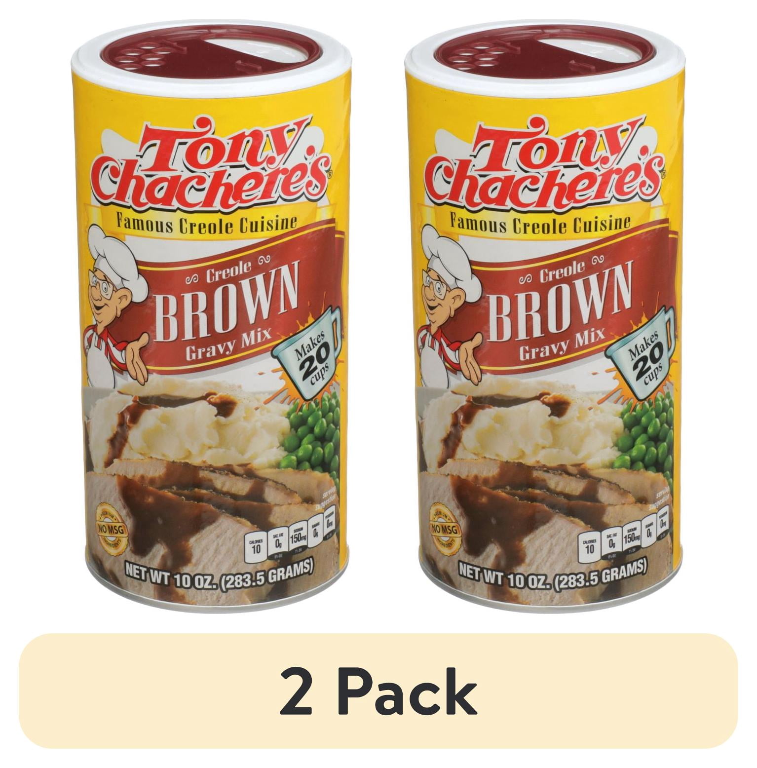 (2 pack) Tony Chachere's, Brown Gravy, Cajun, Instant, 10 oz, Shelf-Stable, Nut Free, Can, No MSG