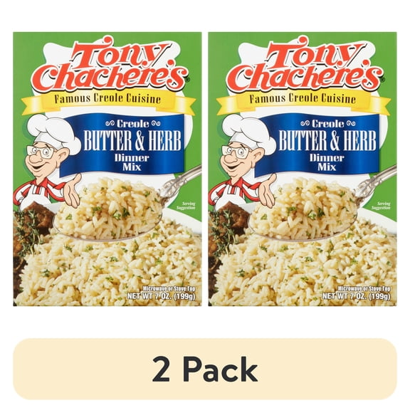 (2 pack) Tony Chacheres, Butter & Herb, Dinner Mix, Cajun, 7 oz, Regular, Shelf-Stable, Nut-Free, Cardboard Box